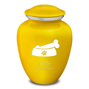Large Embrace Yellow Pet Dog Bone Cremation Urn