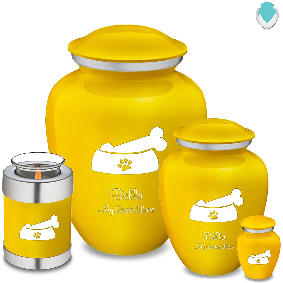 Large Embrace Yellow Pet Dog Bone Cremation Urn