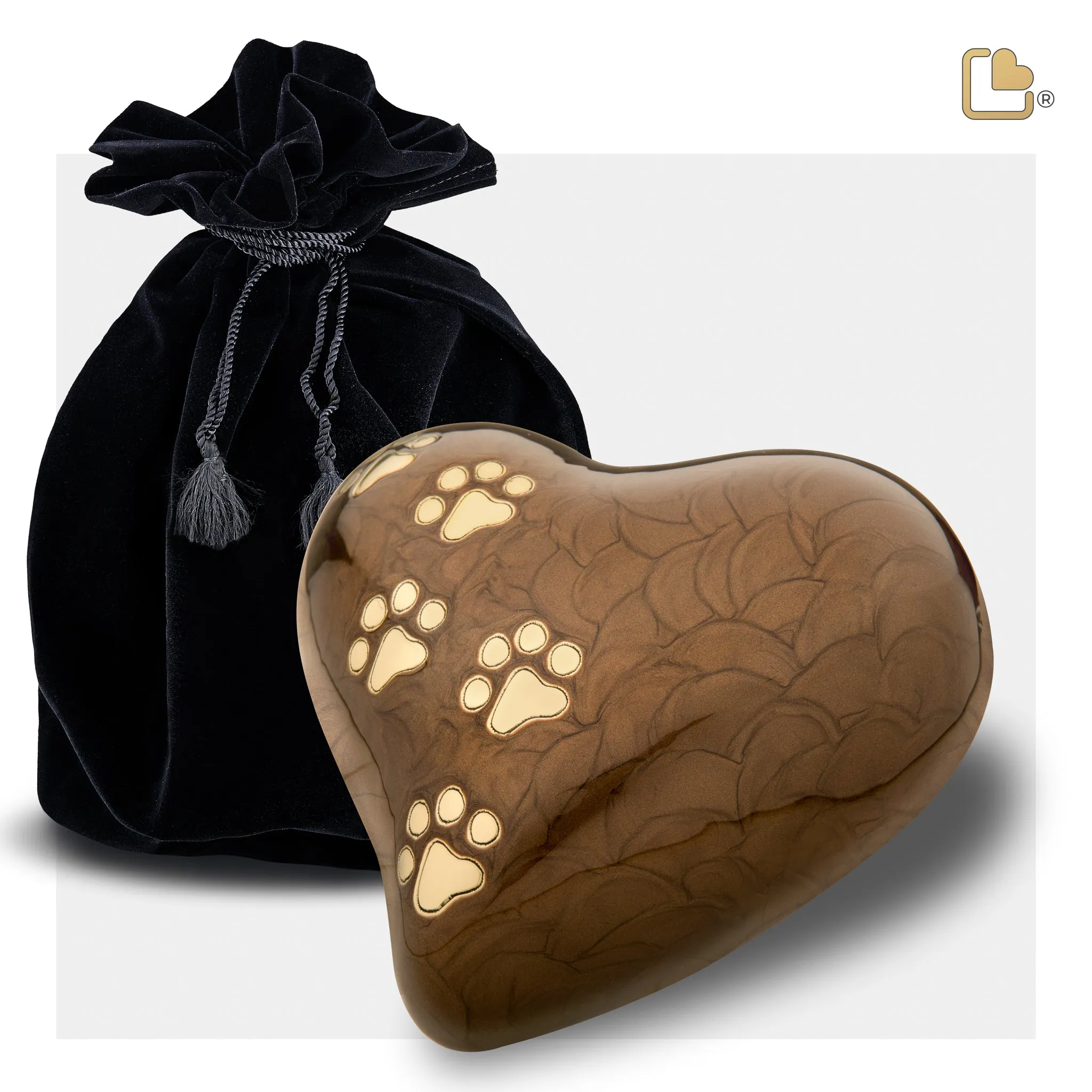 Large Heart Pet Urn Pearl Bronze & Brushed Gold