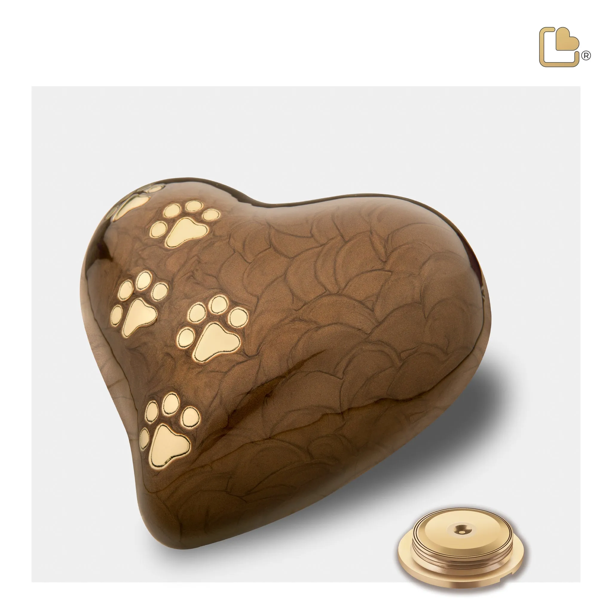 Large Heart Pet Urn Pearl Bronze & Brushed Gold