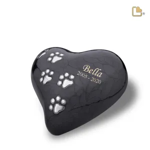 Large Heart Pet Urn Pearl Midnight & Brushed Pewter