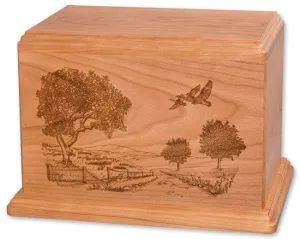 Laser Carved Wood Cremation Urn - Road Home (Made in USA)