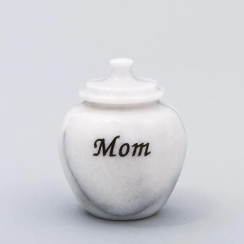 Legacy Round Natural Marble Keepsake Urn in White