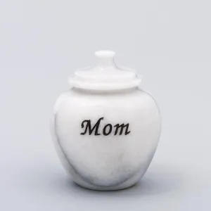 Legacy Round Natural Marble Keepsake Urn in White