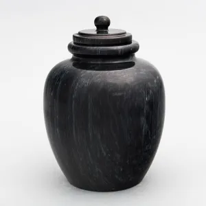 Legacy Sharing/Youth Round Natural Marble Cremation Urn in Black