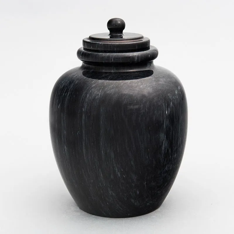 Legacy Sharing/Youth Round Natural Marble Cremation Urn in Black