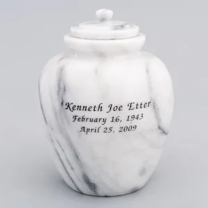 Legacy Sharing/Youth Round Natural Marble Cremation Urn in White