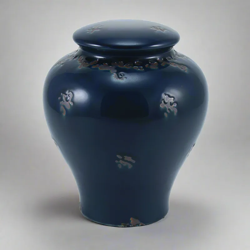 Linden Blue Ceramic Cremation Urn in Large