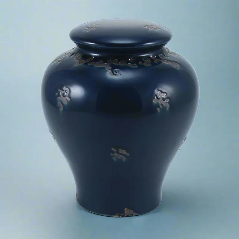 Linden Blue Ceramic Cremation Urn in Large