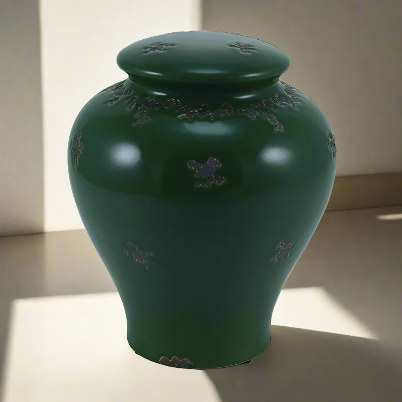 Linden Green Ceramic Cremation Urn in Large
