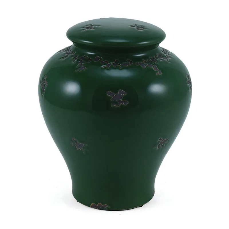 Linden Green Ceramic Cremation Urn in Large