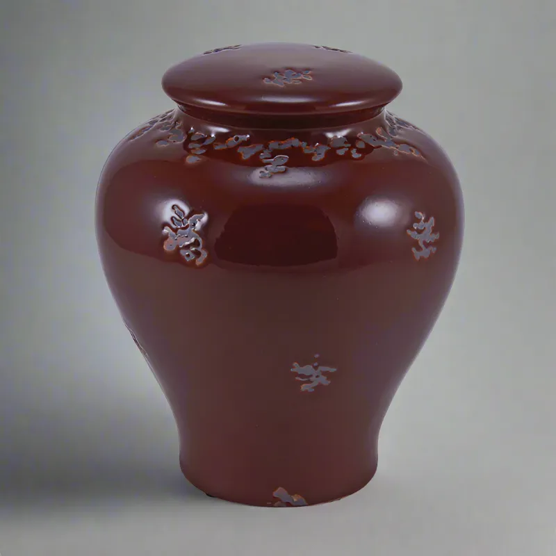 Linden Red Ceramic Cremation Urn in Large