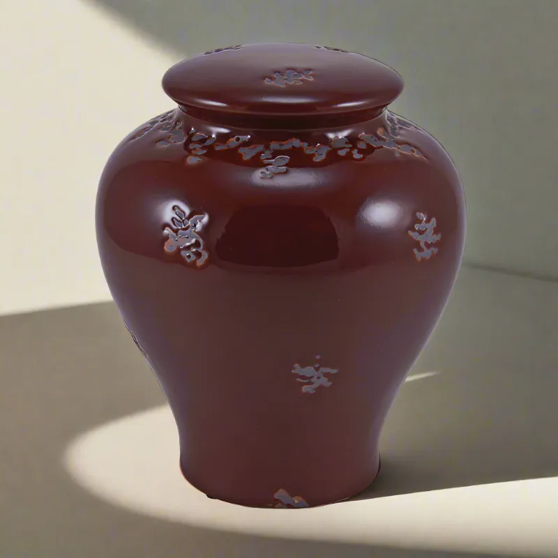 Linden Red Ceramic Cremation Urn in Large