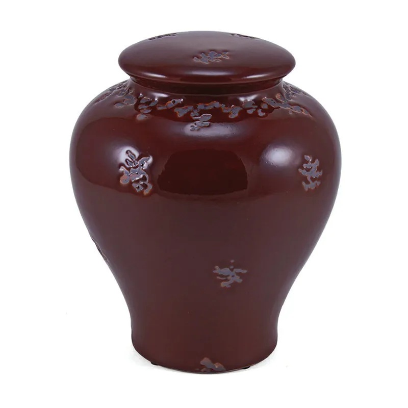 Linden Red Ceramic Cremation Urn in Large