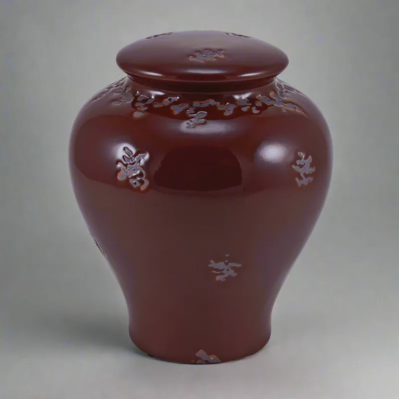 Linden Red Ceramic Cremation Urn in Large