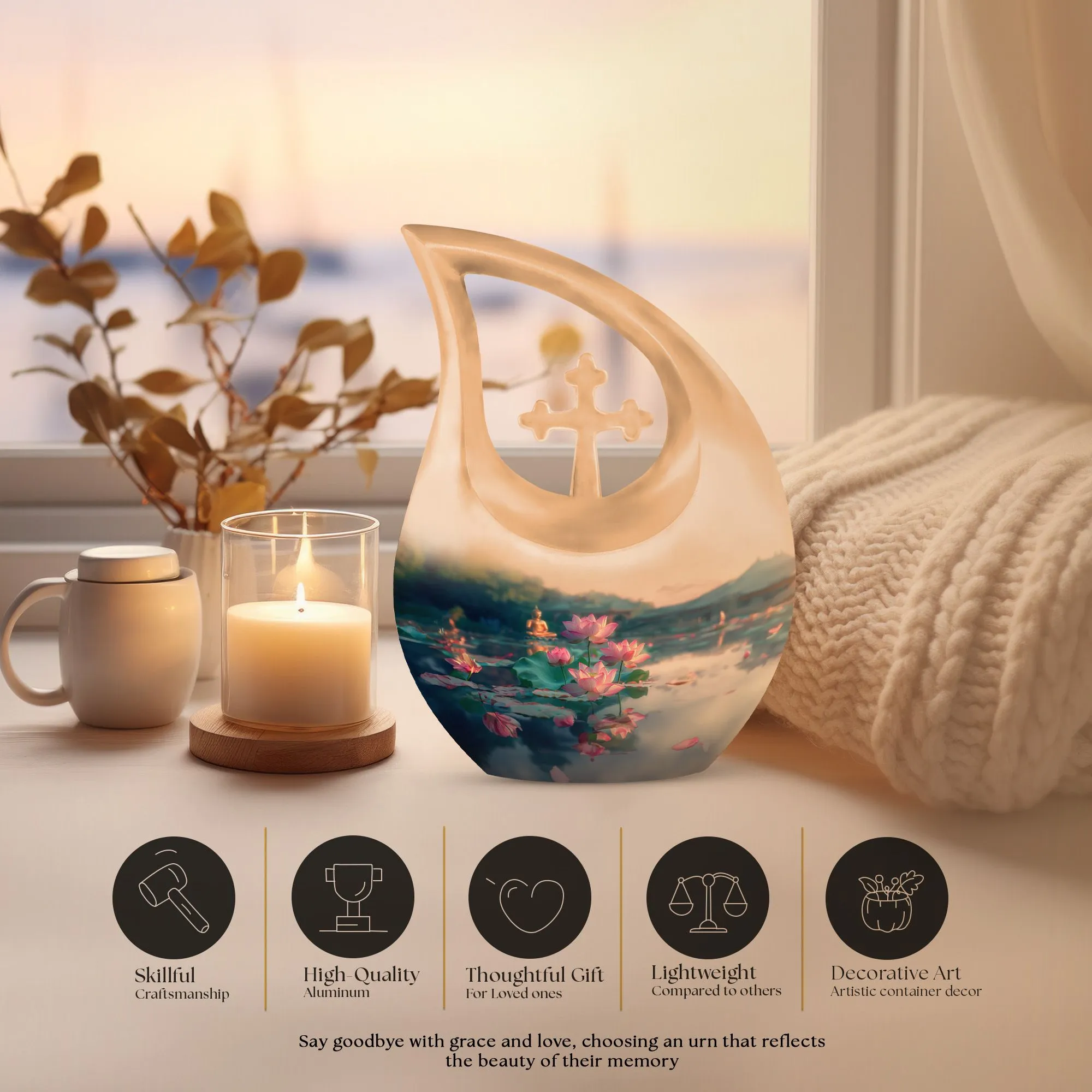 Lotus Cremation Urn :Cremation Urn For Human Ashes