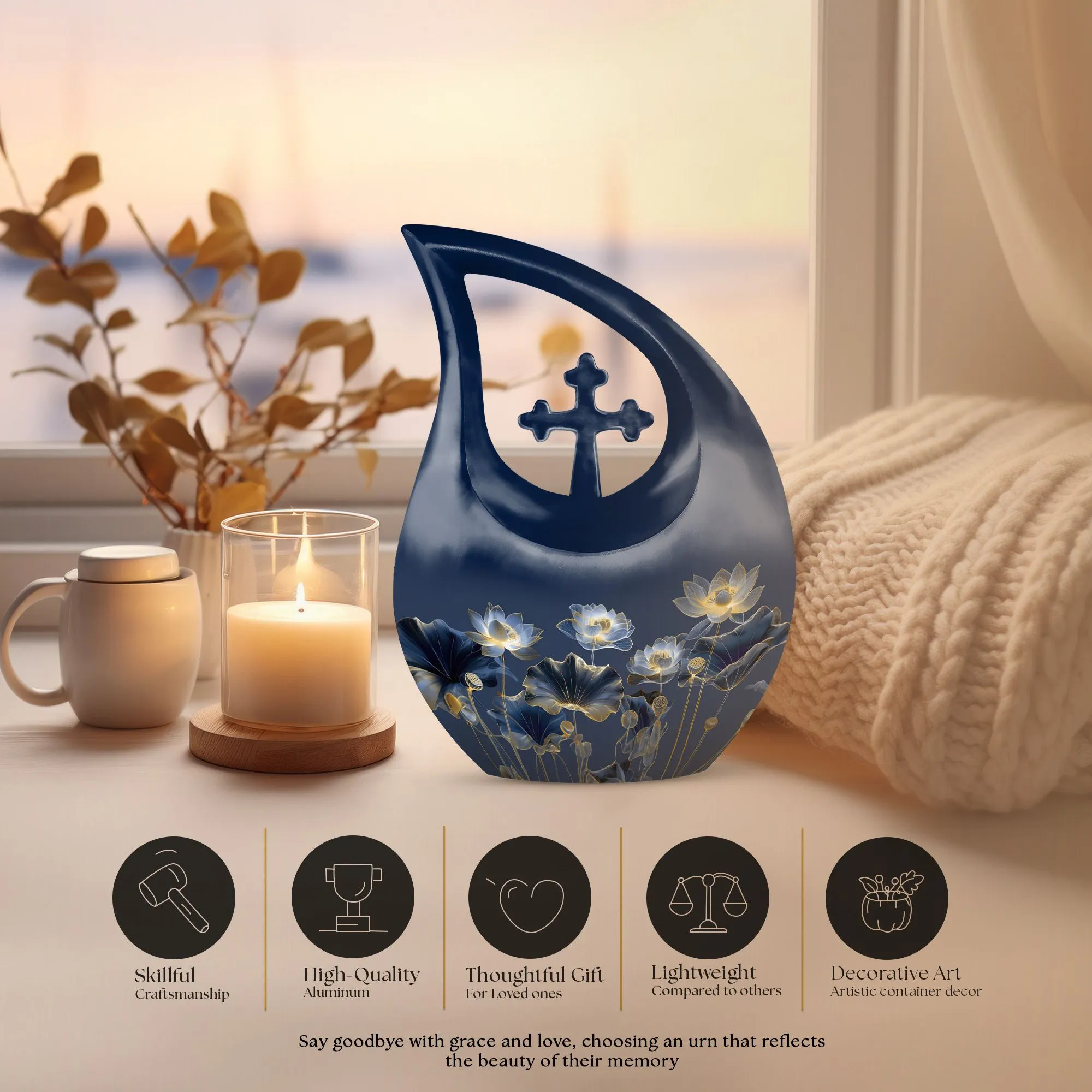 Lotus Urn , Keepsake Cremation Memorial Urn For Human Ashes