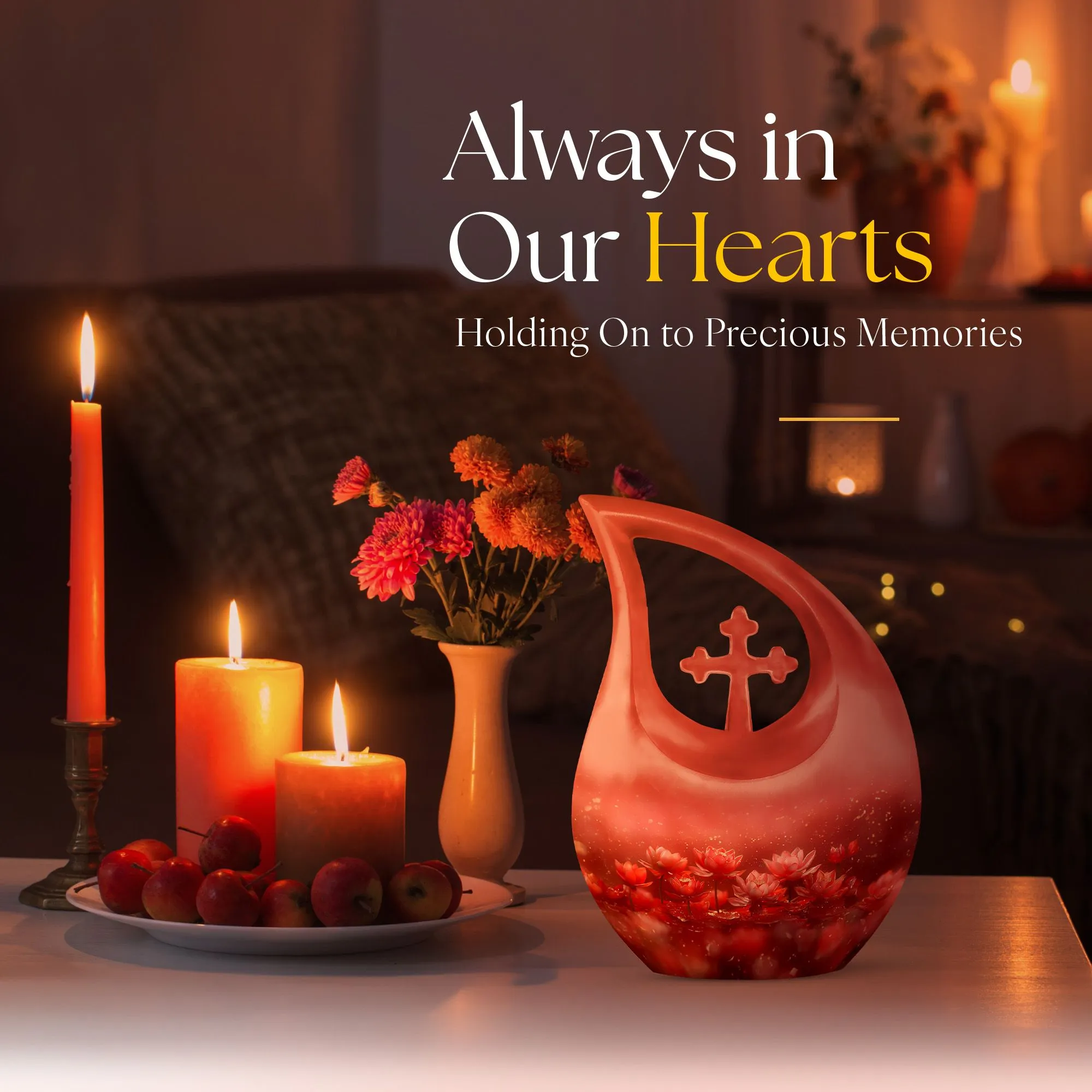 Lotus Urn - Medium Size Memorial Cremation Urn For Human Ashes
