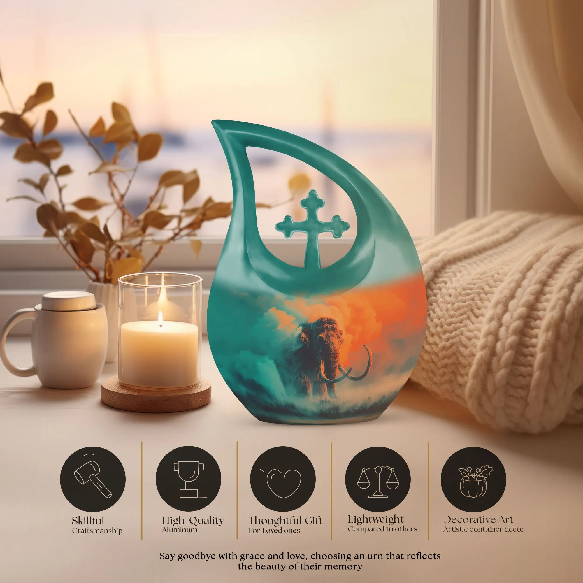 Mammoth Repose container that holds ashes beautiful urn