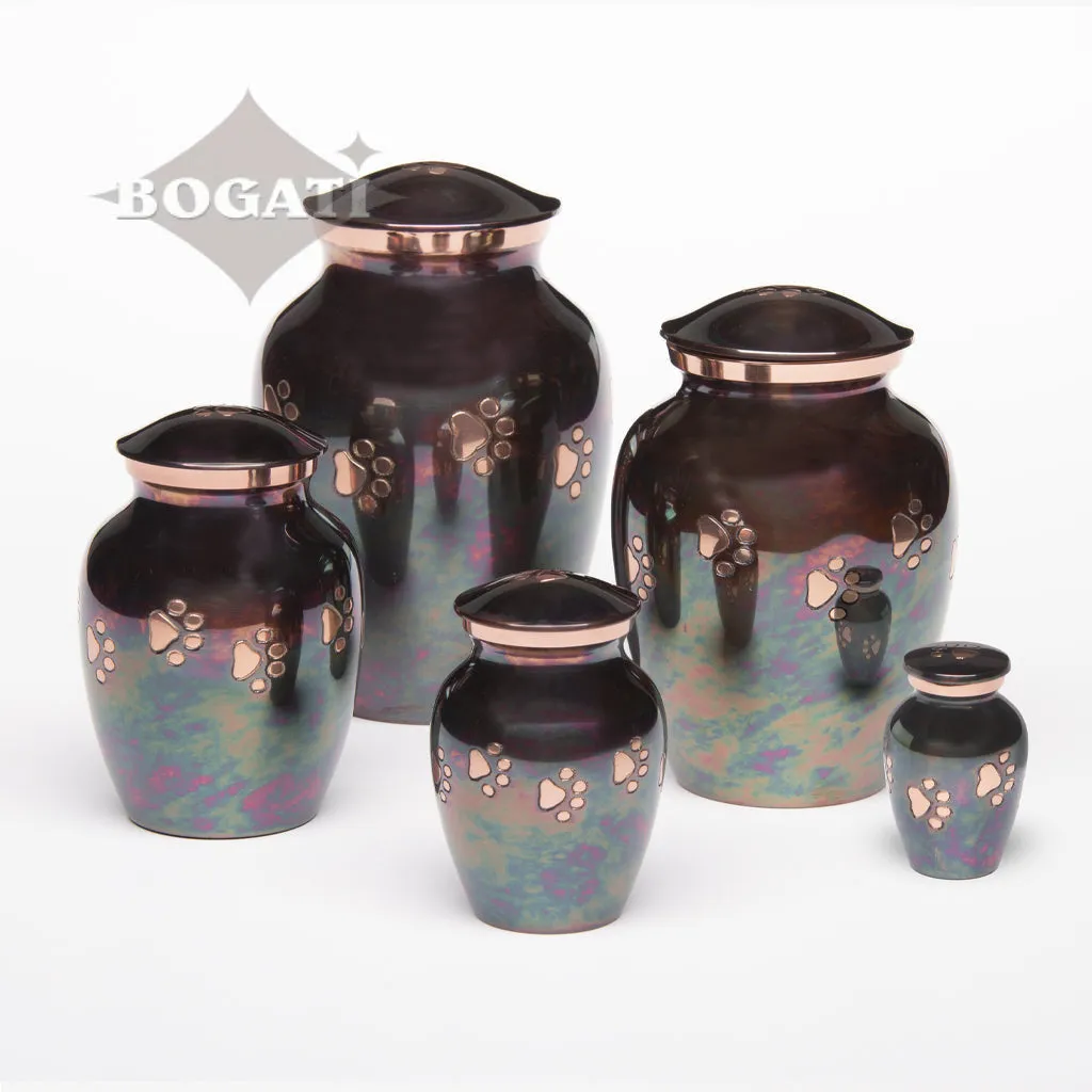 MEDIUM Brass Pet Urn -1649  "Forever Paw" - Raku finish