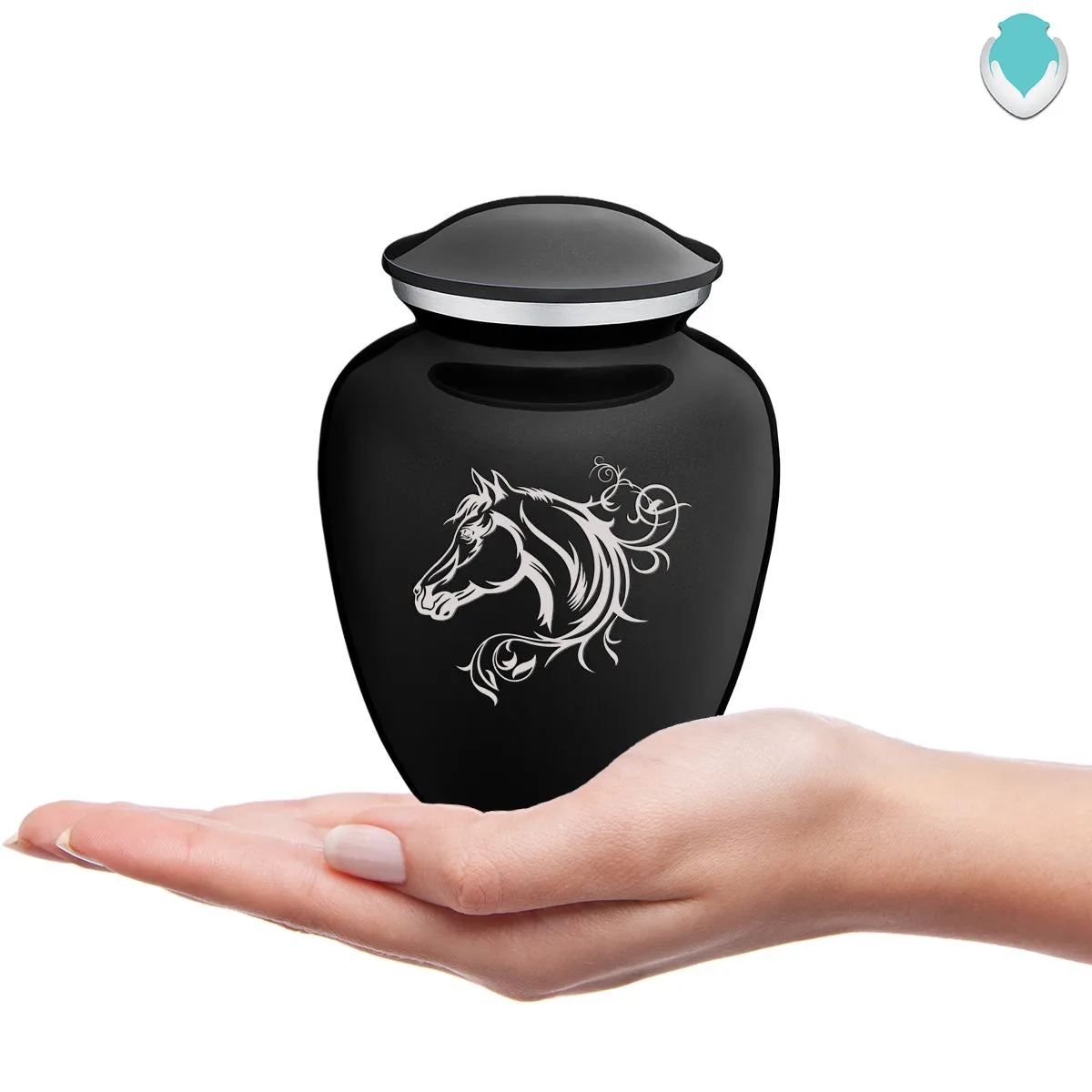 Medium Embrace Black Horse Cremation Urn