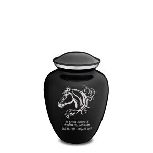 Medium Embrace Black Horse Cremation Urn