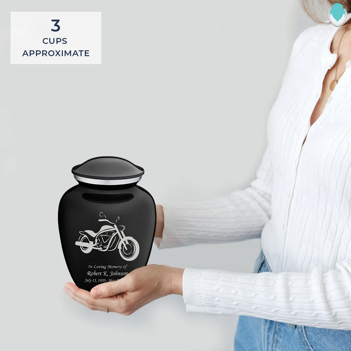 Medium Embrace Black Motorcycle Cremation Urn