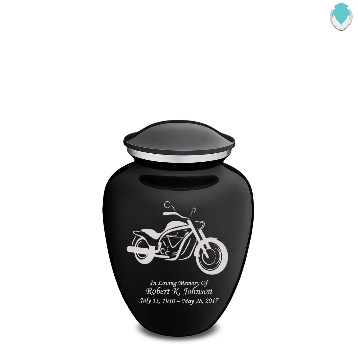 Medium Embrace Black Motorcycle Cremation Urn