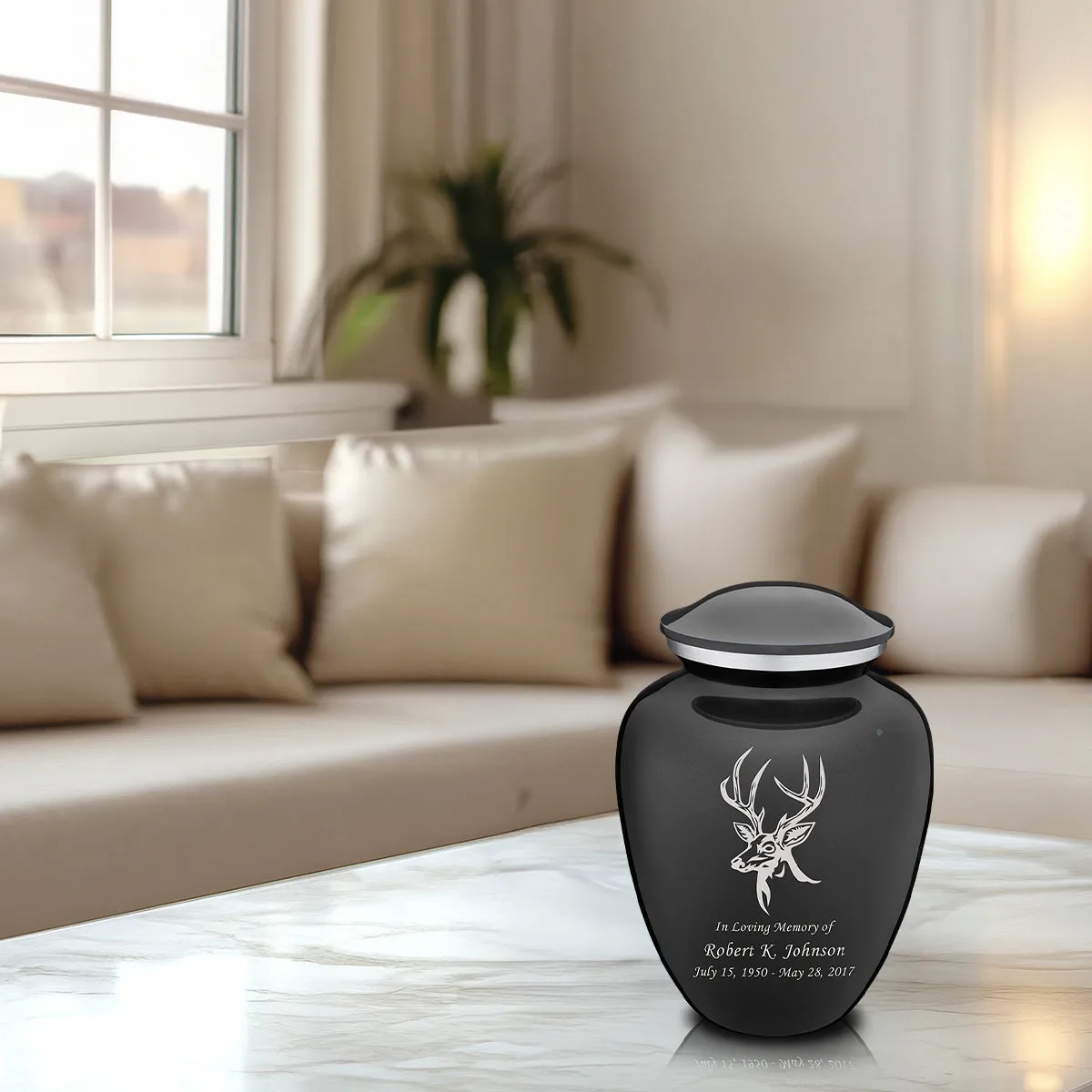 Medium Embrace Charcoal Deer Cremation Urn