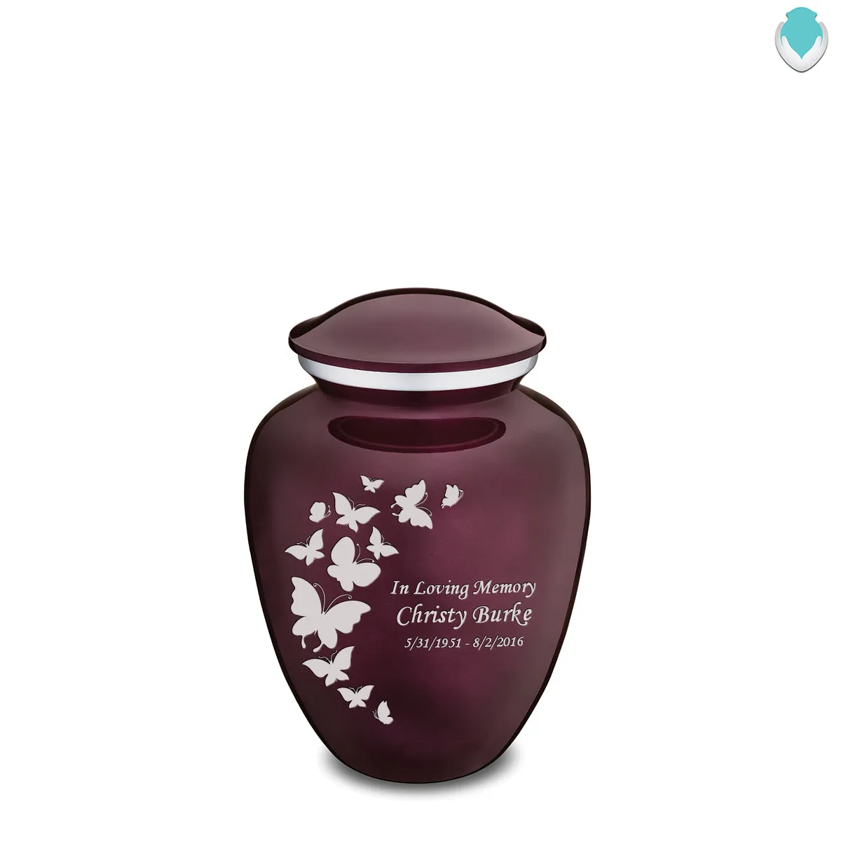 Medium Embrace Cherry Purple Butterfly Cremation Urn