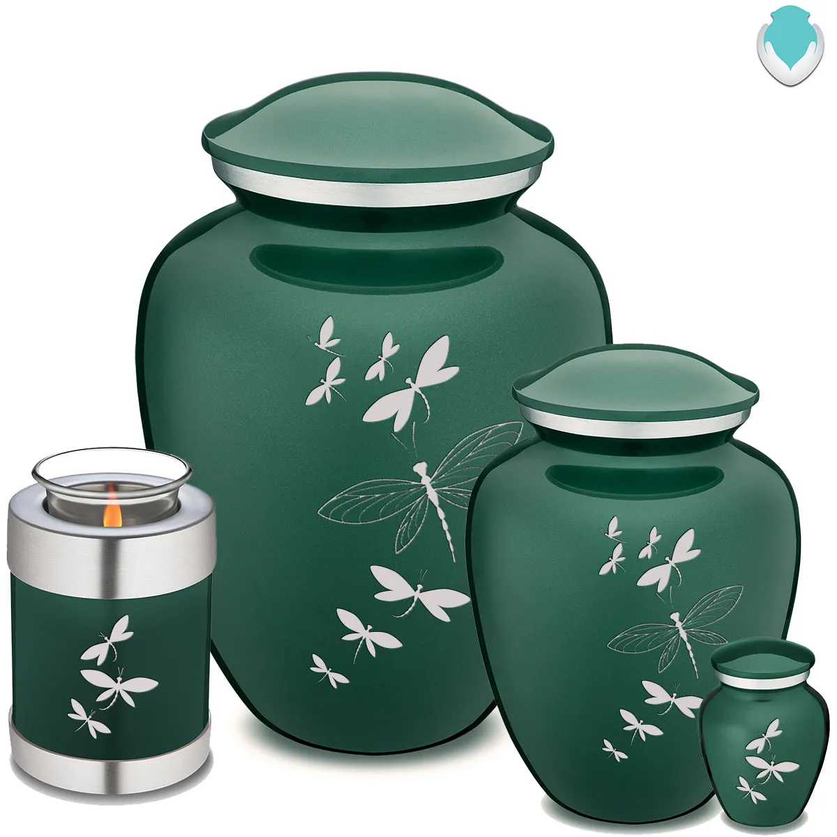 Medium Embrace Green Dragonflies Cremation Urn