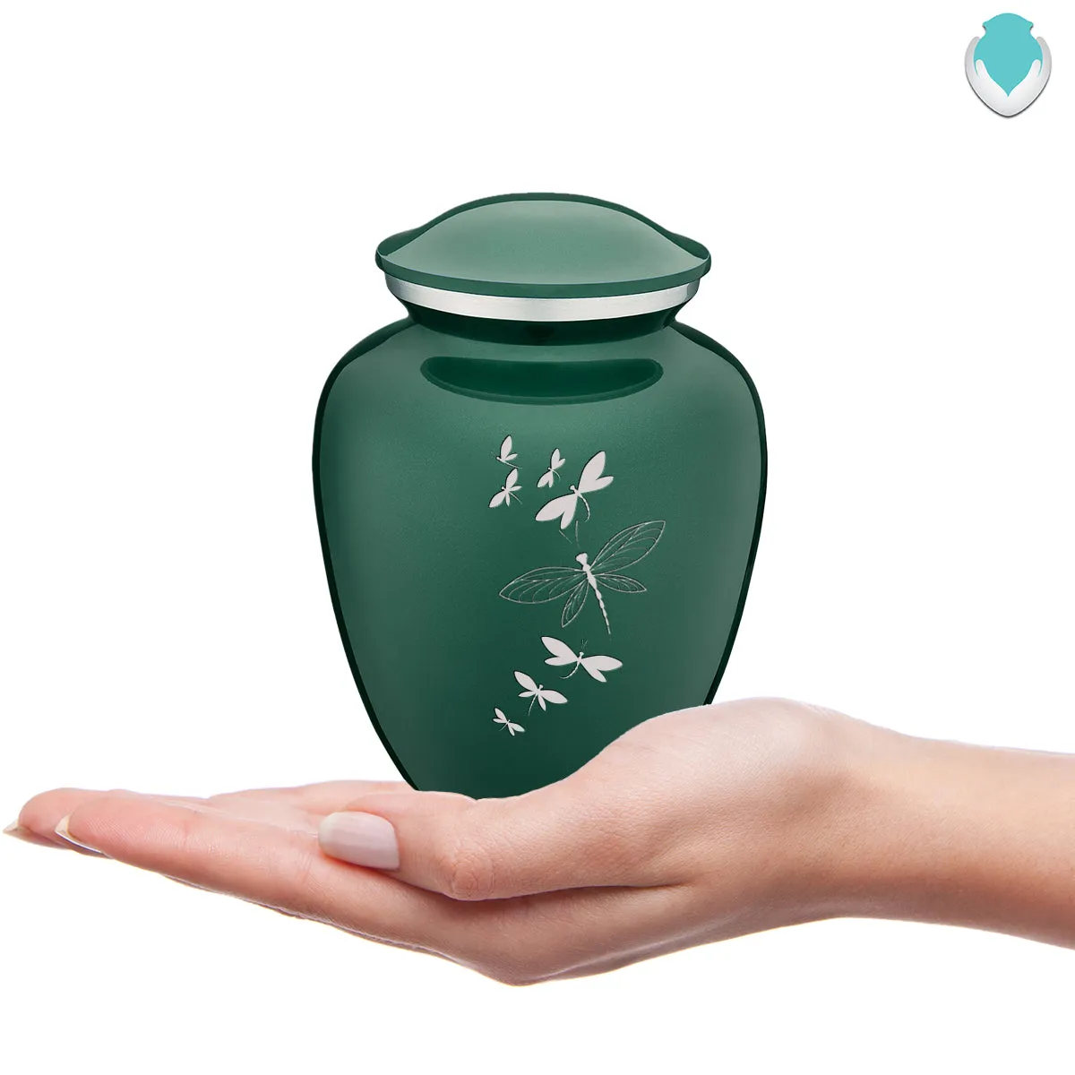 Medium Embrace Green Dragonflies Cremation Urn