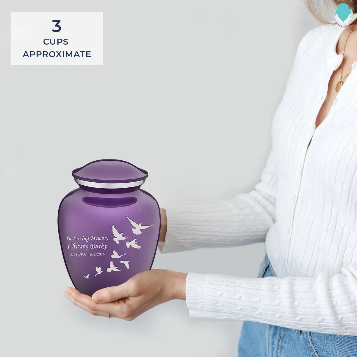 Medium Embrace Purple Doves Cremation Urn