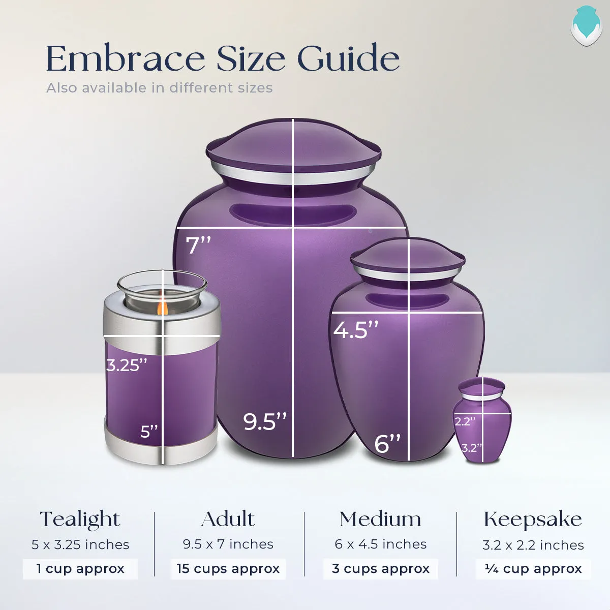 Medium Embrace Purple Doves Cremation Urn