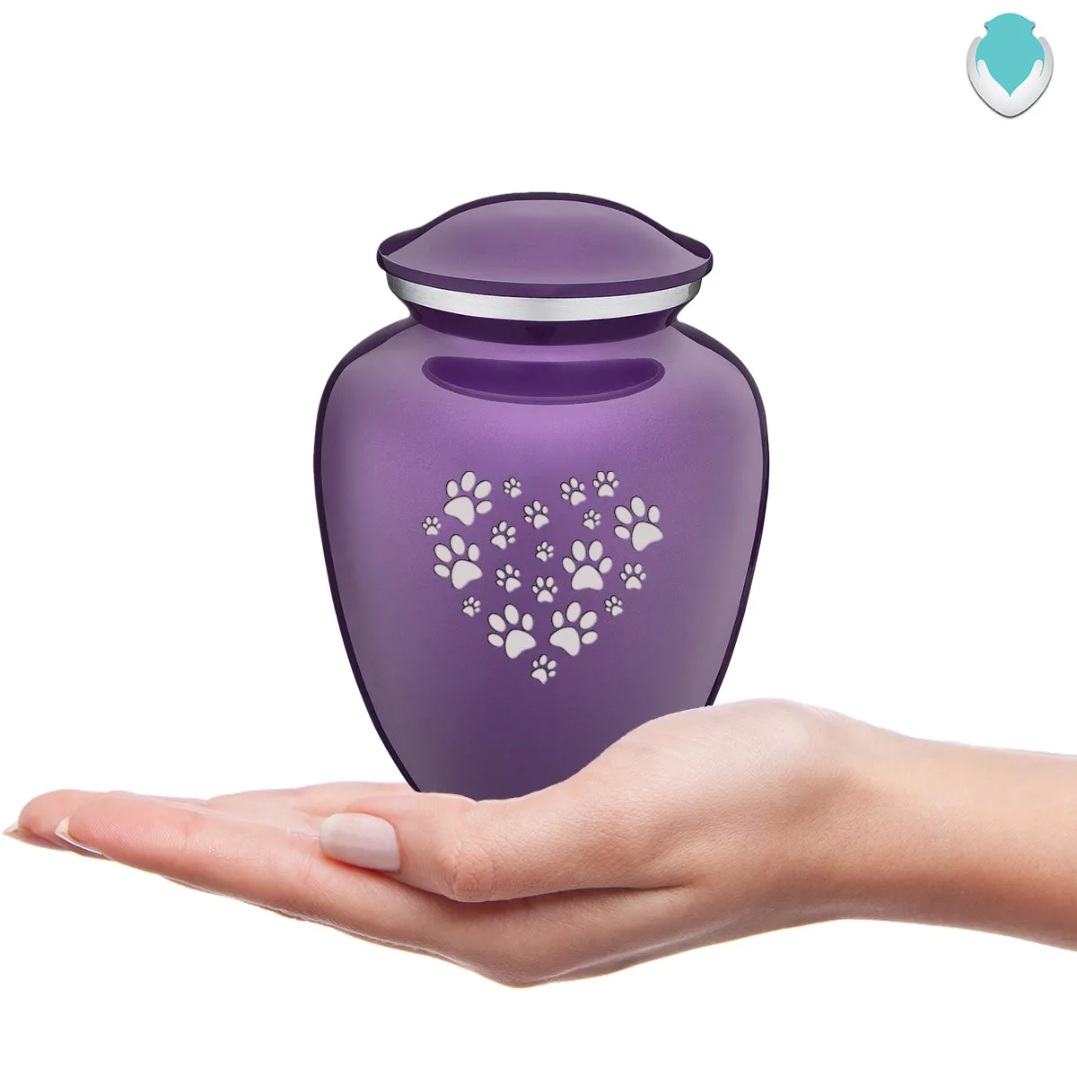 Medium Embrace Purple Heart Paws Pet Cremation Urn