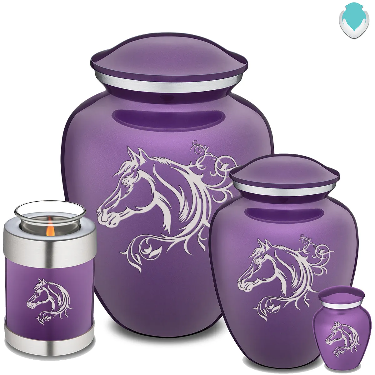 Medium Embrace Purple Horse Cremation Urn