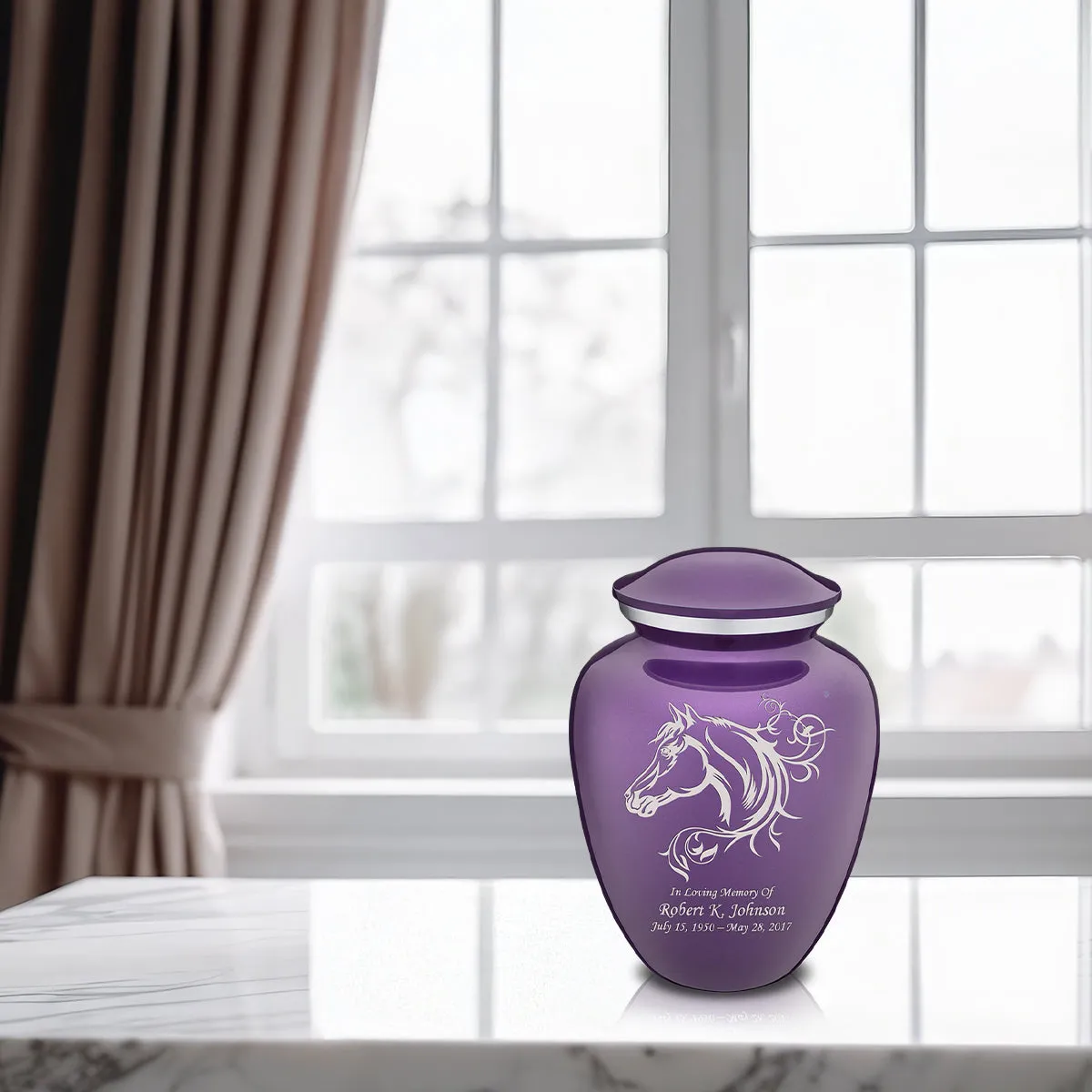 Medium Embrace Purple Horse Cremation Urn