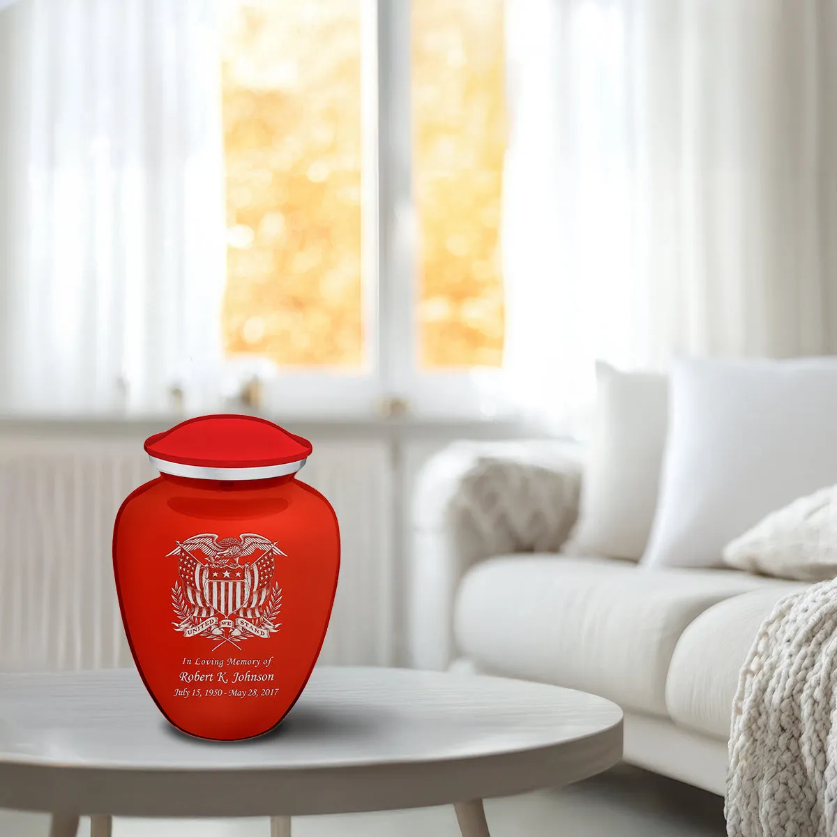 Medium Embrace Red American Glory Cremation Urn