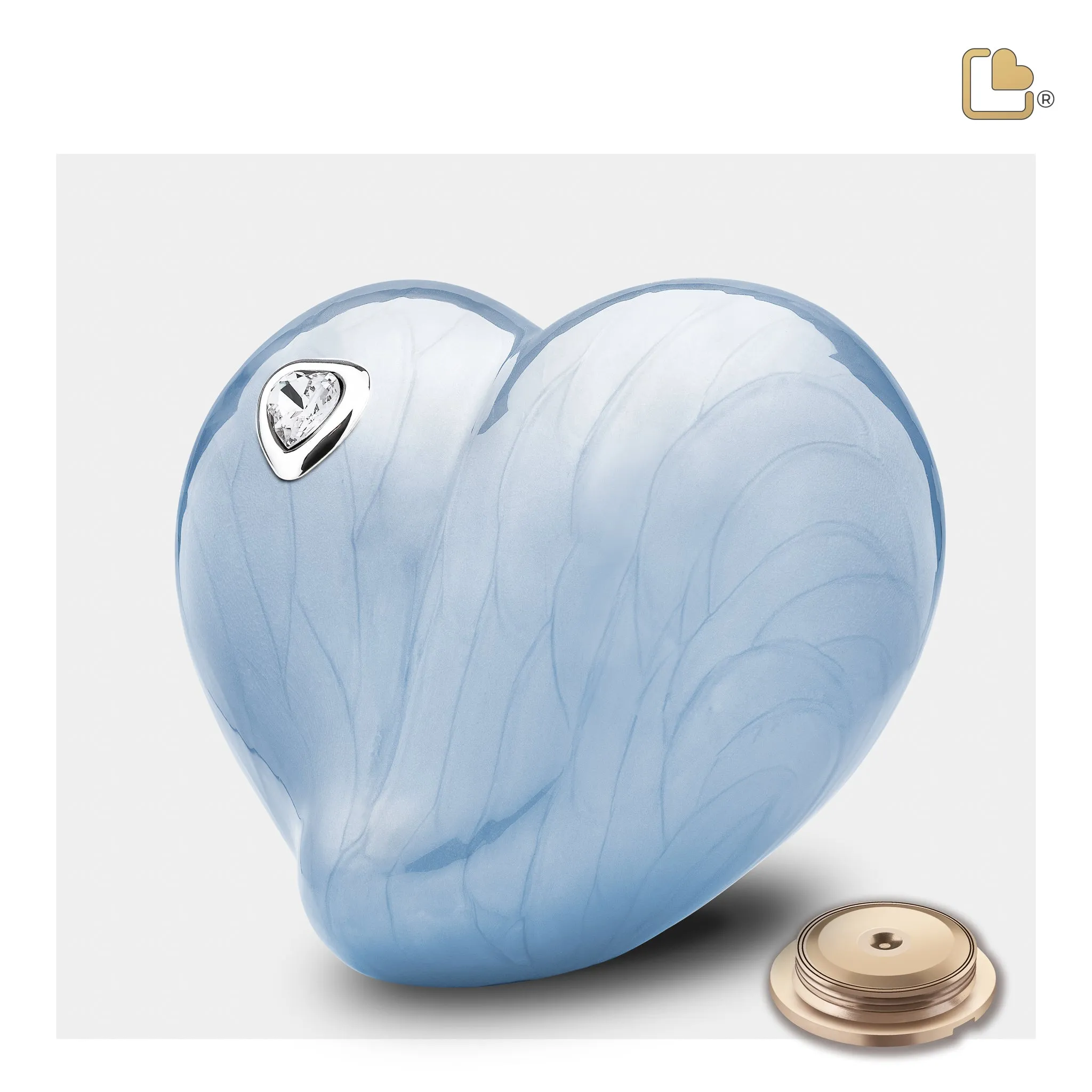 Medium LoveHeart Blue Cremation Urn