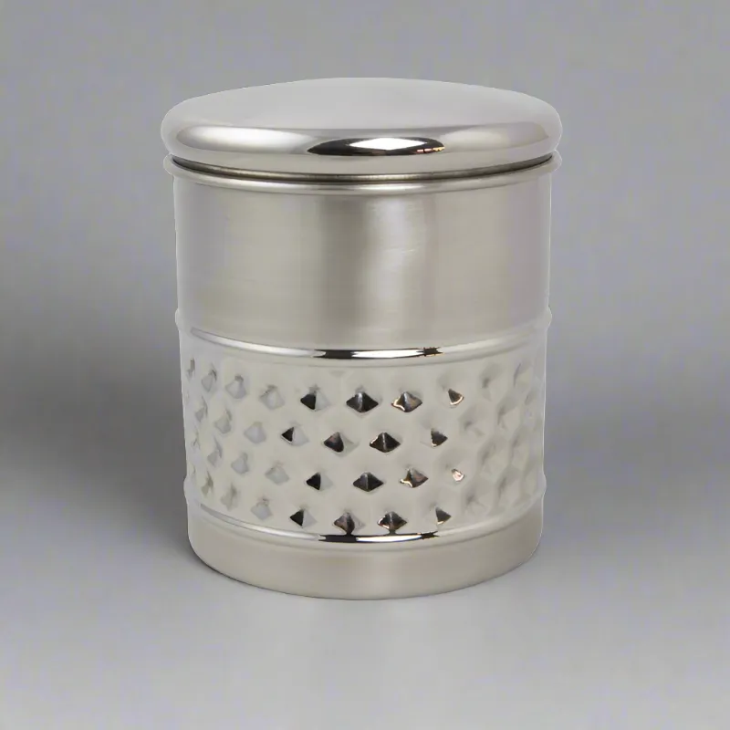 Metal Pet Cremation Urn with Diamond Band