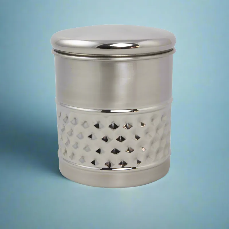 Metal Pet Cremation Urn with Diamond Band