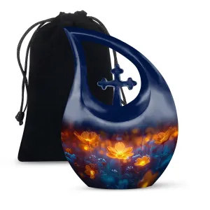 Midnight Floral Tributes - Cross Drop Urn for Cherished Memories