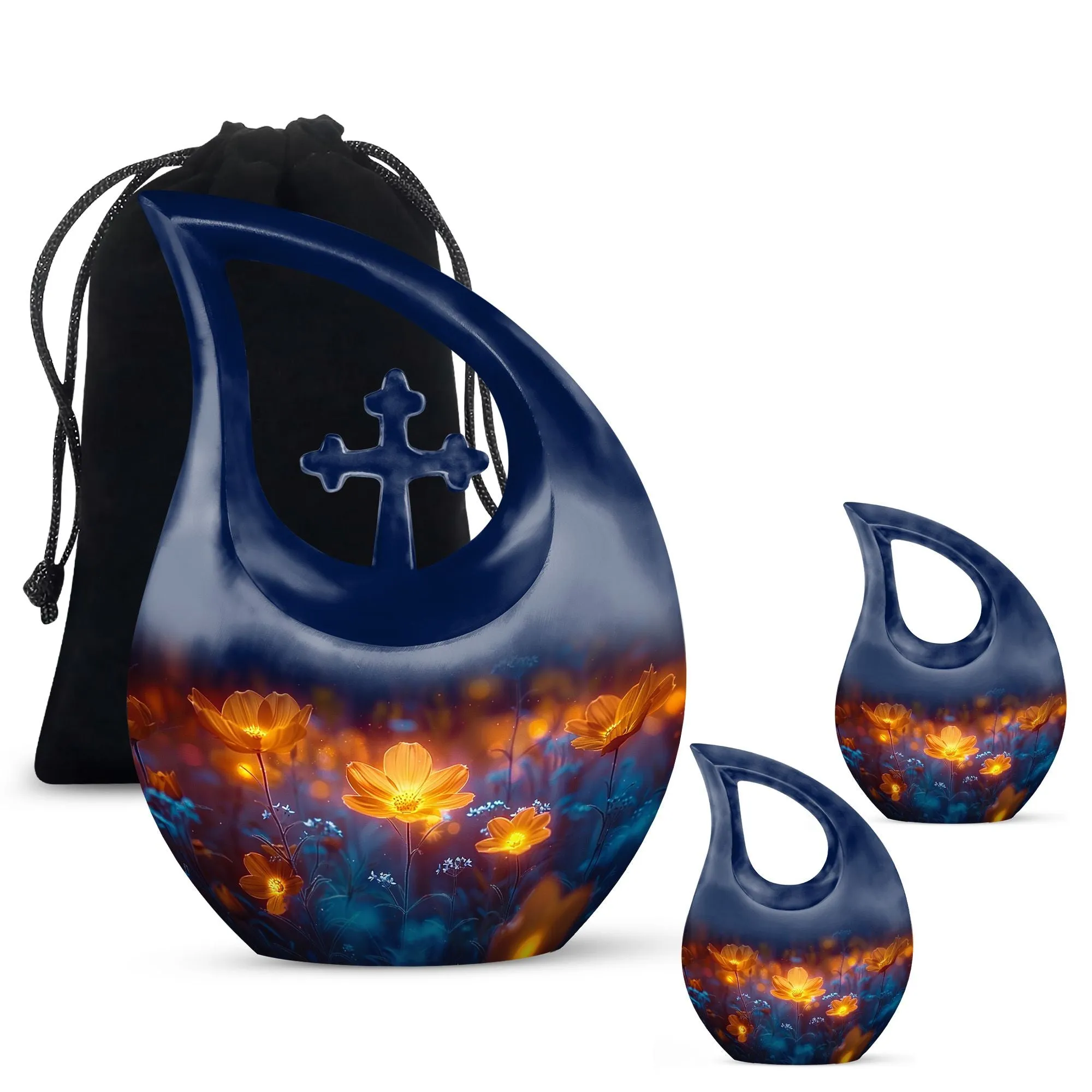 Midnight Floral Tributes - Cross Drop Urn for Cherished Memories