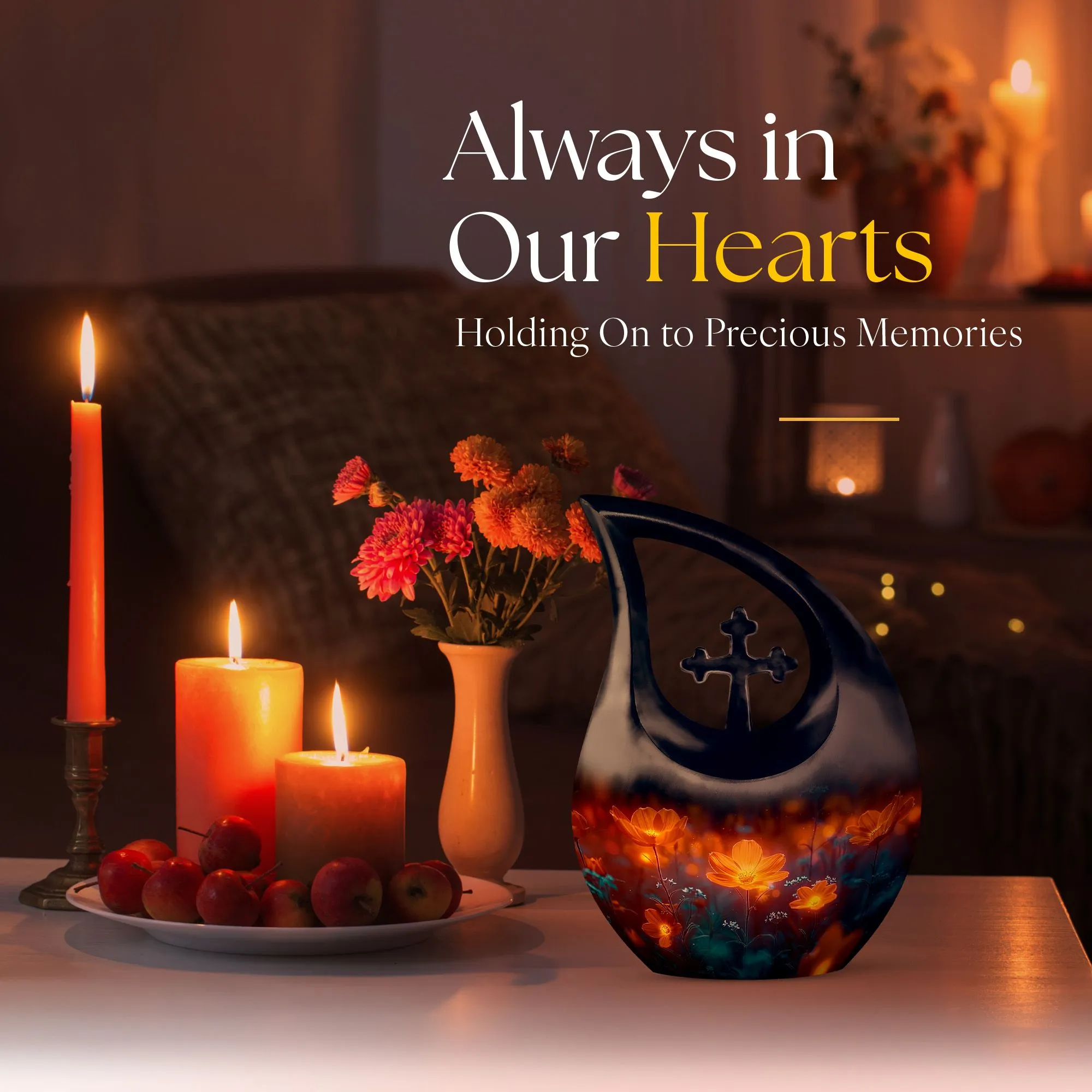 Midnight Floral Tributes - Cross Drop Urn for Cherished Memories