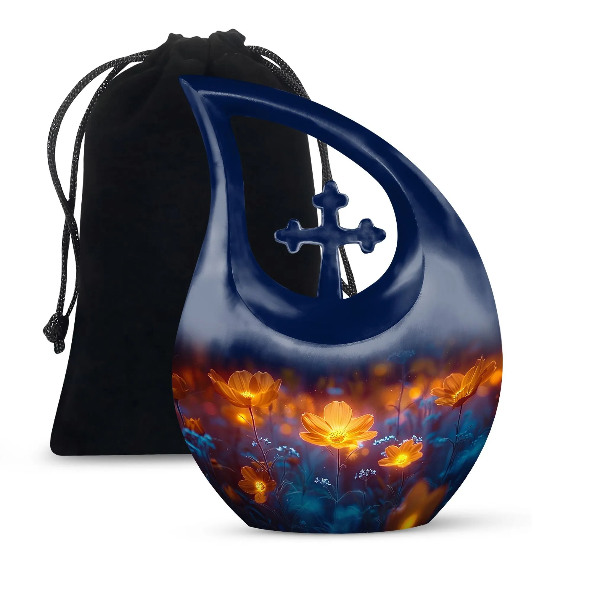 Midnight Floral Tributes - Cross Drop Urn for Cherished Memories