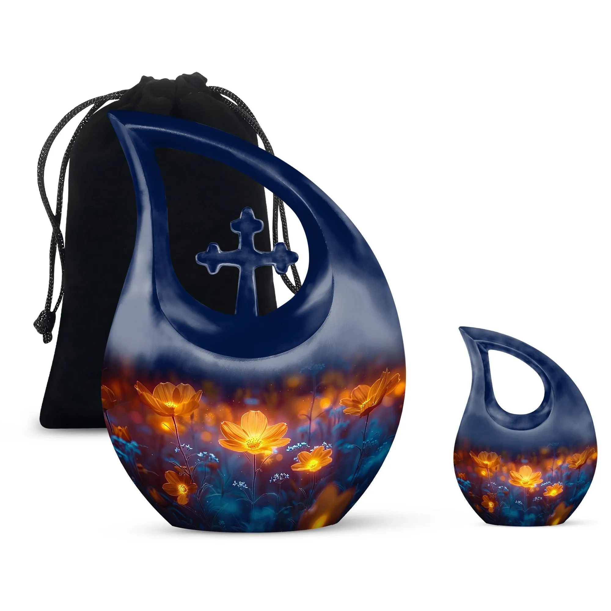 Midnight Floral Tributes - Cross Drop Urn for Cherished Memories