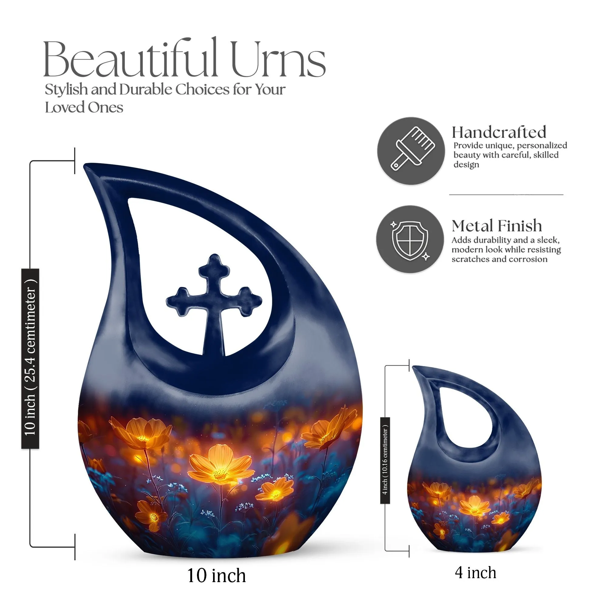 Midnight Floral Tributes - Cross Drop Urn for Cherished Memories
