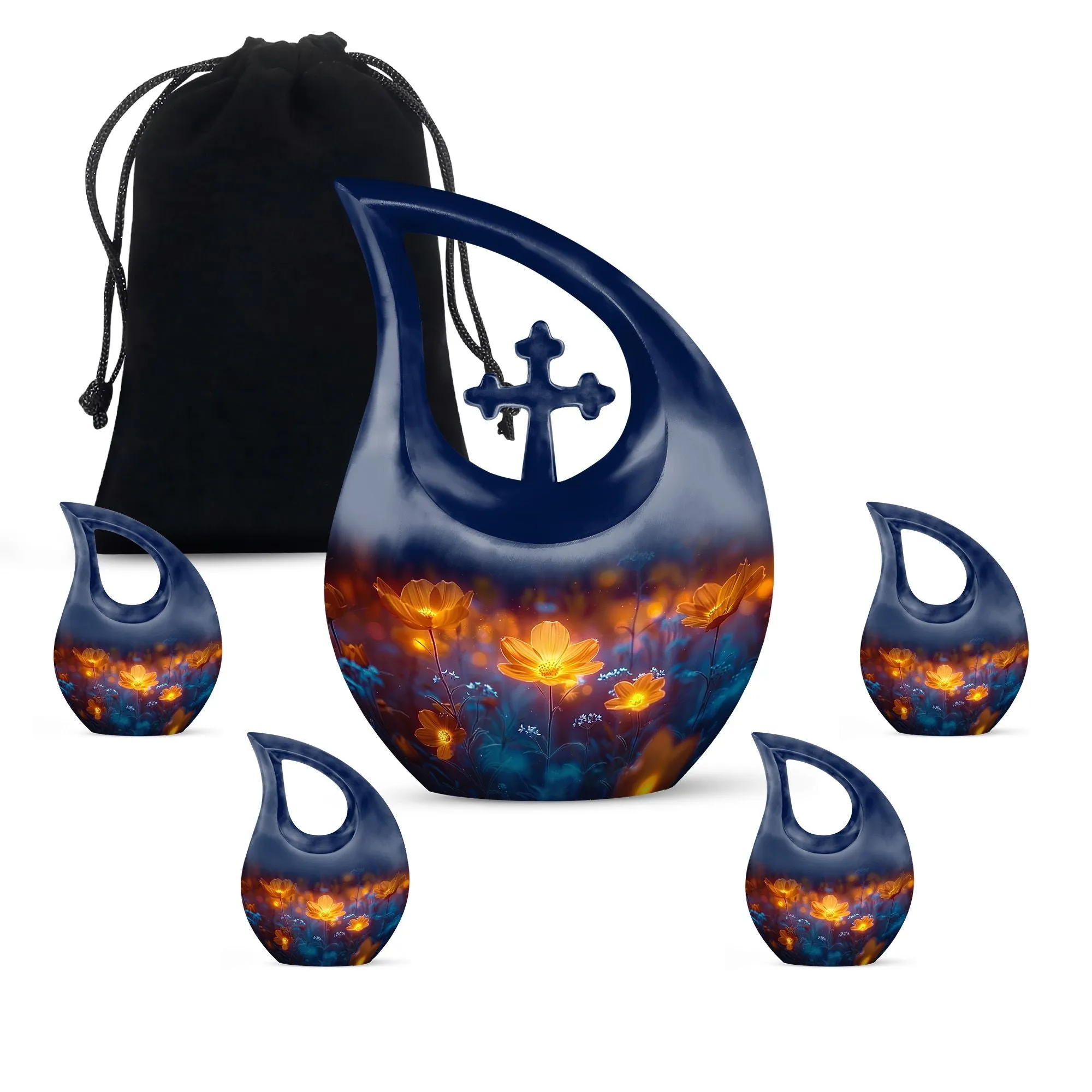 Midnight Floral Tributes - Cross Drop Urn for Cherished Memories