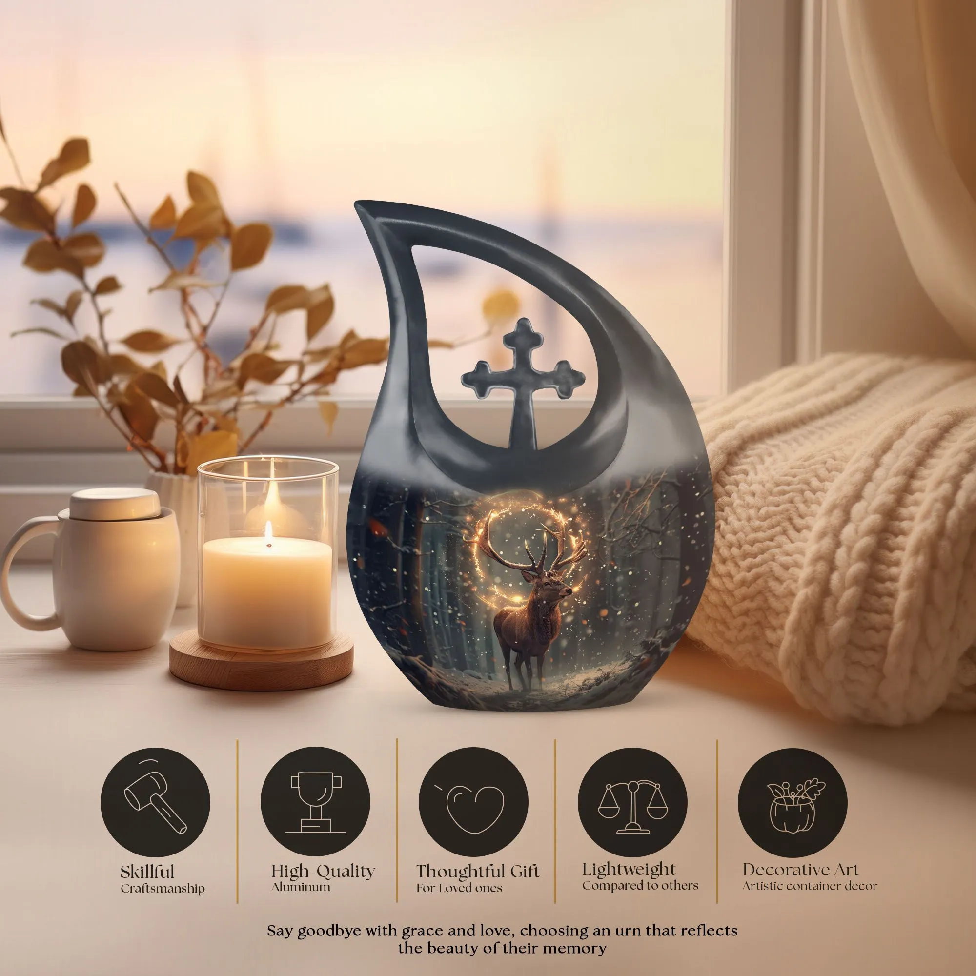 Mini Deer Memorial Urn large urn for human ashes Personalised urn