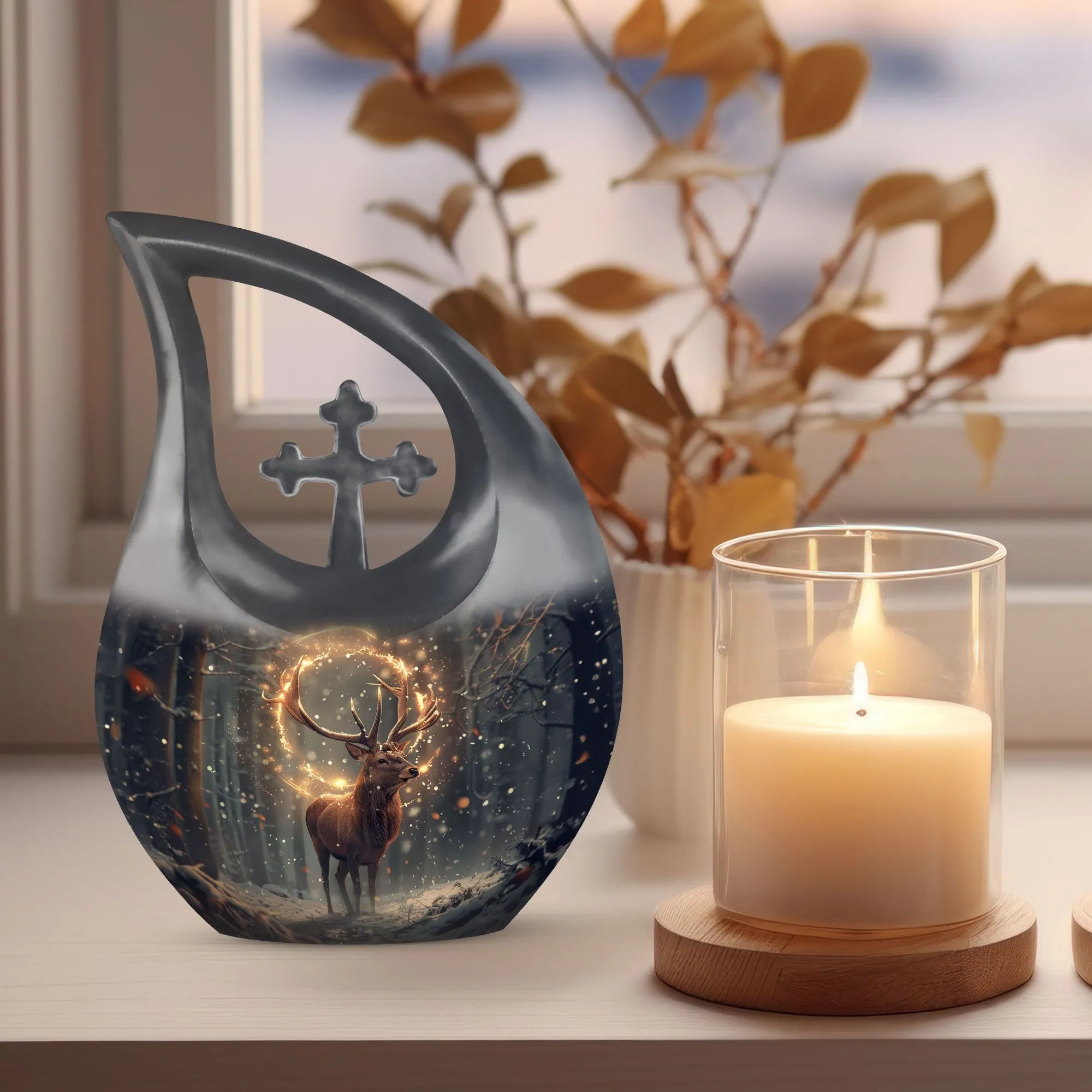 Mini Deer Memorial Urn large urn for human ashes Personalised urn
